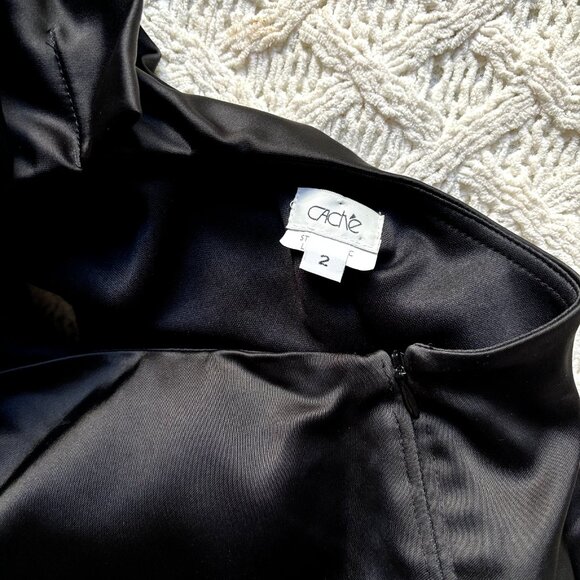 Cache Black Satin One-shoulder Bodycon Size 2 Women's Stretchy Party Dress - Picture 7 of 15